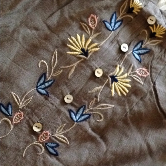 Restocked! Embroided Olive Green Rayon Romper! - Picture 4 of 8